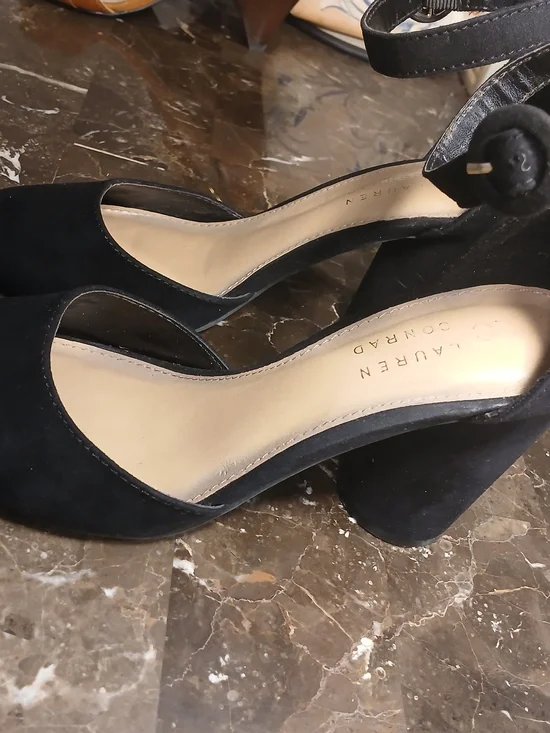 Classic Black Ankle-Strap Block Heels - Picture 2 of 10